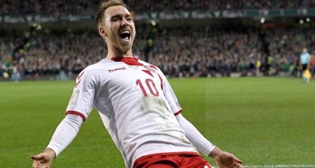 Tottenham midfielder scored a hat-trick as Denmark advanced to Russia
